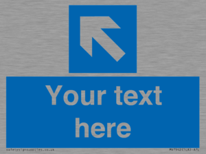 Custom Mandatory directional sign, blue arrow up and left